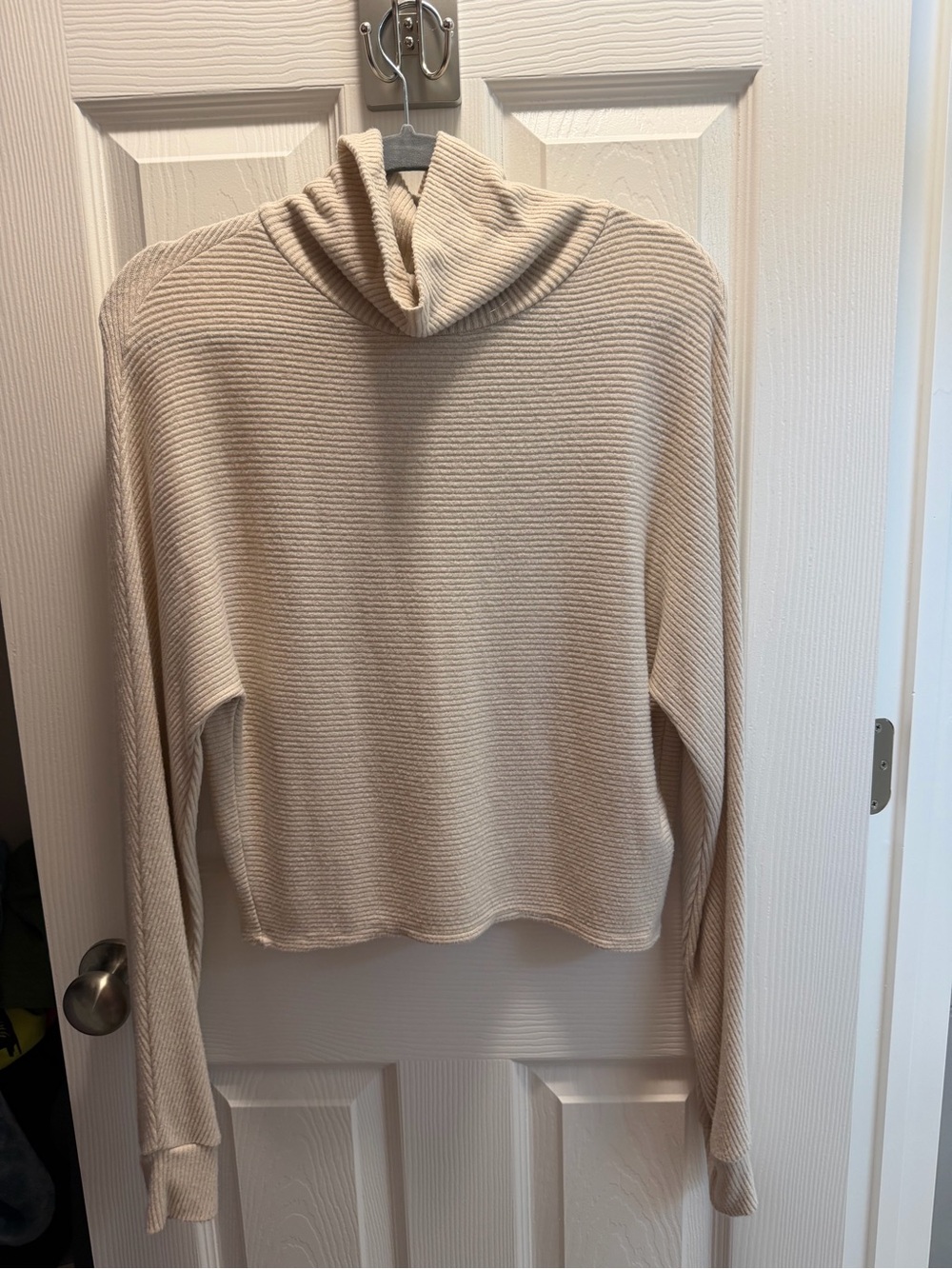 Lulu's Cream Ribbed Cowl Neck Sweater